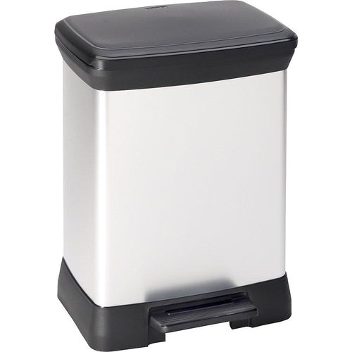 3253922164009 - Curver Tritt-Mülleimer Decobin 80 % Recycling-Kunststoff Metalloptik B 390 x T 290 x H 510 mm 30 Liter silber schwarz 3253922164009 - Curver Tritt-Mülleimer Decobin 80 % Recycling-Kunststoff Metalloptik B 390 x T 290 x H 510 mm 30 Liter silber schwarz