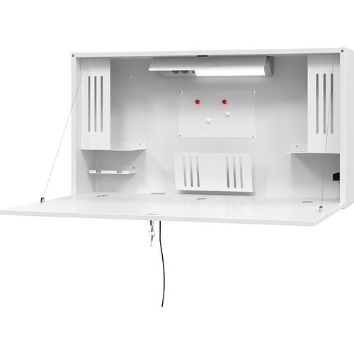 4032062194843 - Wandschreibtisch ideal für das Home Office ausklappbare Tischplatte umfangreiche Innenausstattung B 1200 x T 260 x H 650 mm weiß weiß