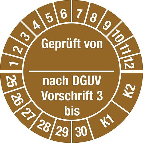 4061466088397 - Geprüft von nach DGUV Dokumentenfolie Ø 25 mm VE 10 Stk 25 - 30 braun
