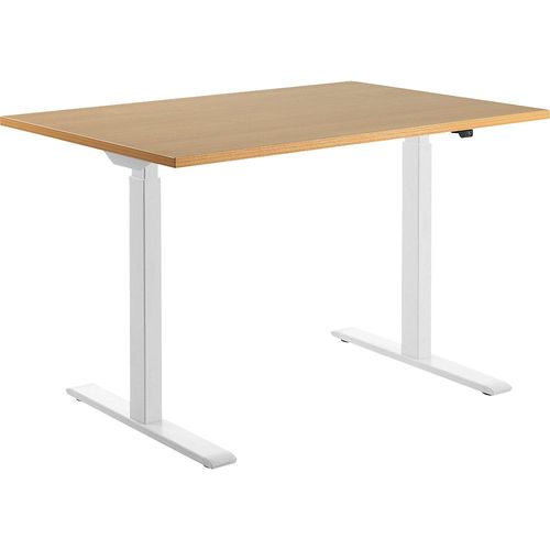 4014296860527 - Sitz-Steh-Schreibtisch E-Table TTS12080WB elektrisch höhenverstellbar 70-120cm (H) 120cmx80cm (BxT) rechteckig buche   Weiß 