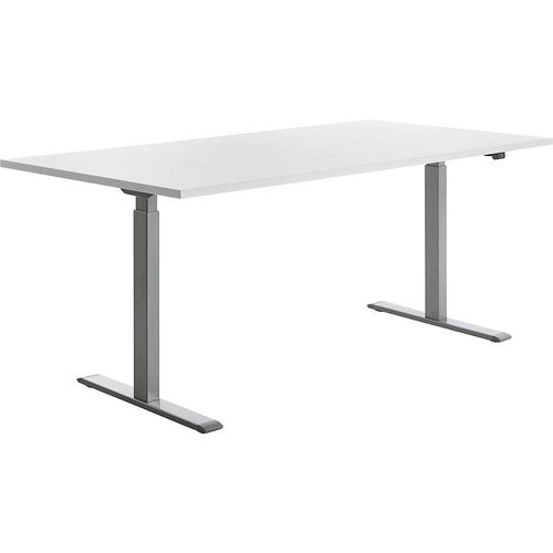 4014296860763 - Sitz-Steh-Schreibtisch E-Table TTS18080GW elektrisch höhenverstellbar 70-120cm (H) 180cmx80cm (BxT) rechteckig weiß   Lichtg