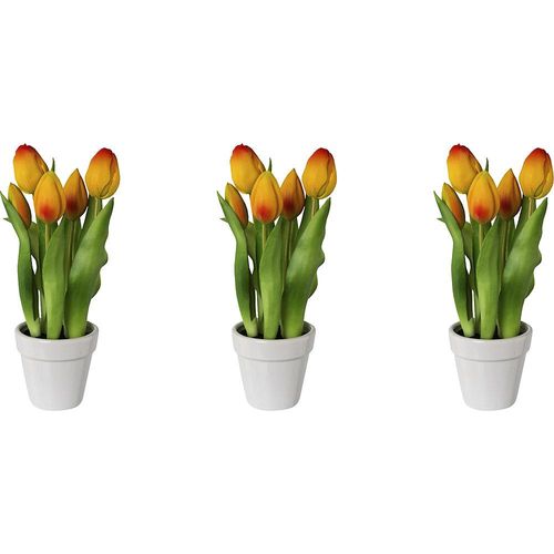 4064118139355 - Tulpen real touch im Keramiktopf Höhe 250 mm VE 3 Stk orange