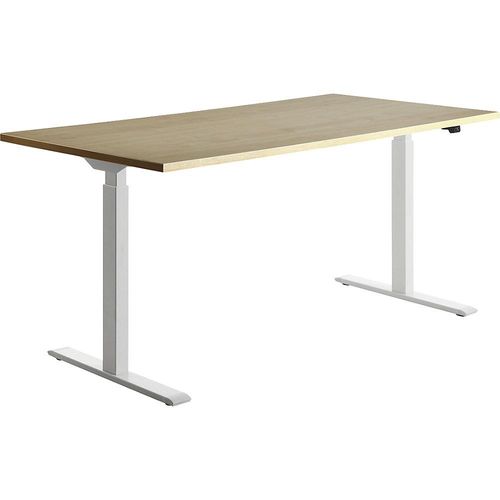 4014296873763 - Sitz-Steh-Schreibtisch E-Table TTS16080WA elektrisch höhenverstellbar 70-120cm (H) 160cmx80cm (BxT) rechteckig ahorn   Weiß 