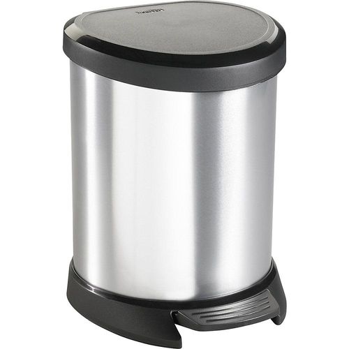 3253922160018 - CURVER Abfalleimer DECO Bin METALLIC´S 5 Liter Treteimer in Metall-Optik Farbe schwarz silber metallic 3253922160018 - CURVER Abfalleimer DECO Bin METALLIC´S 5 Liter Treteimer in Metall-Optik Farbe schwarz silber metallic