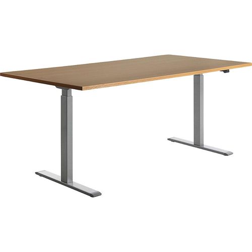 4014296860756 - Sitz-Steh-Schreibtisch E-Table TTS18080GB elektrisch höhenverstellbar 70-120cm (H) 180cmx80cm (BxT) rechteckig buche   Licht