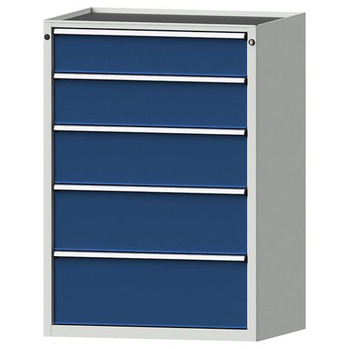 4014641094416 - Schubladenschrank BxT 910 x 675 mm Schubladentraglast 200 kg 5 Schubladen Höhe 1280 mm Front enzianblau