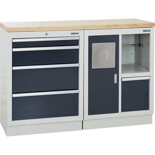 4061753250803 - Schranksystem 4 Schubladen 1 Reinigungsschrank anthrazitgrau