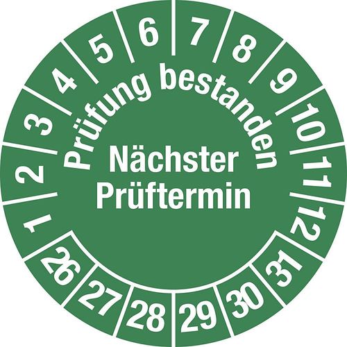 4061466088588 - Prüfung bestanden Dokumentenfolie Ø 30 mm VE 10 Stk 26 - 31 grün