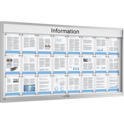 4260256791060 - Schaar - Schiebetürschaukasten BxTxH 1948x55x973 mm 8x3 din A4 quer Alu-Profile ESG-Glas Rückwand weiß inkl 10 Magnete + 1 Einstecktasche 4260256791060 - Schaar - Schiebetürschaukasten BxTxH 1948x55x973 mm 8x3 din A4 quer Alu-Profile ESG-Glas Rückwand weiß inkl 10 Magnete + 1 Einstecktasche
