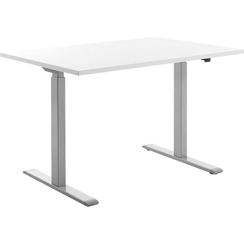 4014296860497 - Sitz-Steh-Schreibtisch E-Table TTS12080GW elektrisch höhenverstellbar 70-120cm (H) 120cmx80cm (BxT) rechteckig weiß   Lichtg