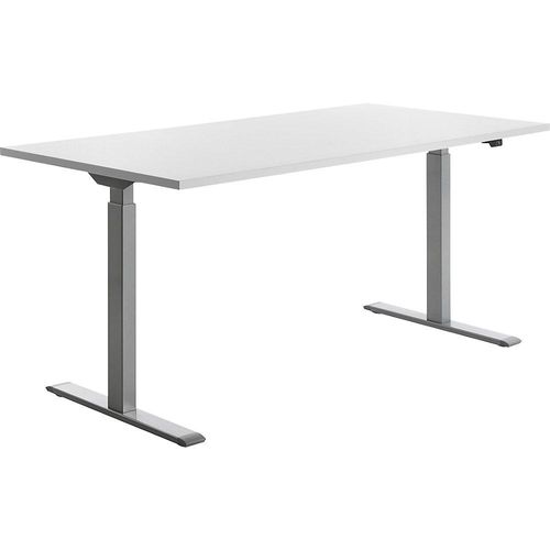 4014296860688 - Sitz-Steh-Schreibtisch E-Table TTS16080GW elektrisch höhenverstellbar 70-120cm (H) 160cmx80cm (BxT) rechteckig weiß   Lichtg