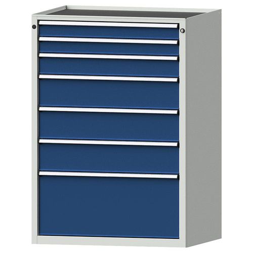 4014641091187 - Schubladenschrank BxT 910 x 675 mm Schubladentraglast 200 kg 7 Schubladen Höhe 1280 mm Front enzianblau