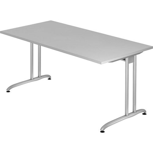 4032062002803 - HAMMERBACHER Altus Schreibtisch lichtgrau rechteckig C-Fuß-Gestell silber 1600 x 800 cm