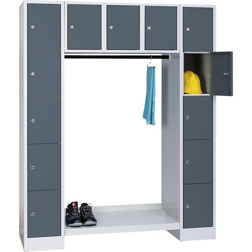 4250618216324 - Garderobensystem offen Gesamt-HxB 1850 x 1500 mm 13 Fächer basaltgrau RAL 7012 4250618216324 - Garderobensystem offen Gesamt-HxB 1850 x 1500 mm 13 Fächer basaltgrau RAL 7012