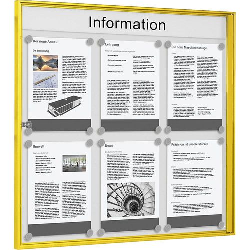 4260256792241 - Schaukasten für innen für Format 3 x 2 DIN A4 Rahmen gelb 4260256792241 - Schaukasten für innen für Format 3 x 2 DIN A4 Rahmen gelb