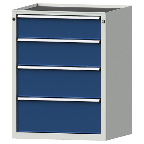 4014641088323 - Schubladenschrank BxT 760 x 675 mm Schubladentraglast 200 kg 4 Schubladen Höhe 980 mm Front enzianblau