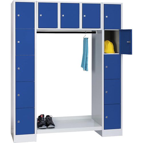 4250618216256 - Garderobensystem offen Gesamt-HxB 1850 x 1500 mm 13 Fächer enzianblau RAL 5010