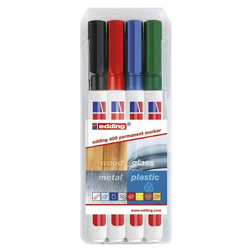 4251924705717 - Permanentmarker edding® 400 Strichstärke 1 mm Set farbig sortiert ab 20 Stk kaiserkraft