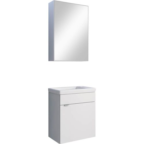 4260465773079 - Inter Handels Badmöbel Set MIA 2 tlg - Waschplatz Spiegelschrank weiß Glanz