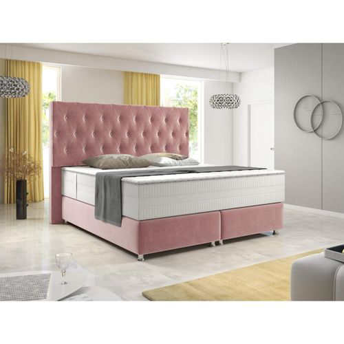 4260465767139 - Inter Handels Boxspringbett Diamond 180x200 cm Rosa Velour Stoff