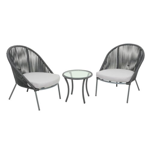 4041908118738 - Garten Sitzgruppe 3tlg + Auflage Essgruppe Gartenset Glas Tisch Sessel Set