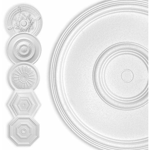 4251874684797 - Hexim - Stuckrosette Styropor eps weiß Deckenrosette rund & eckig Innendekor für Decke & Wand 50cm Kreis