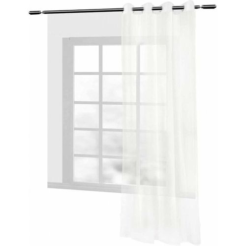 4063425026242 - 1 Stück Vorhänge & Gardine transparent mit Ösen creme 140x225 cm - creme - Woltu