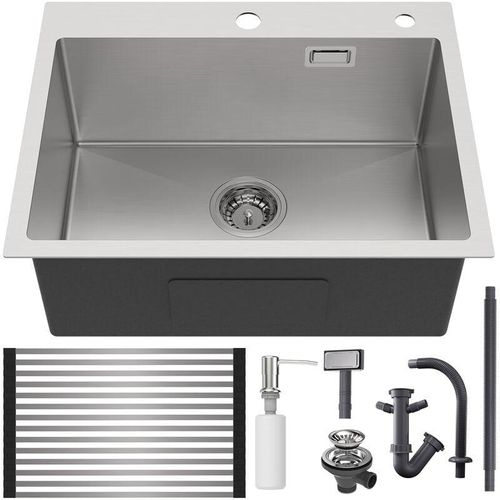 0738956103826 - Auralum Edelstahl Küchenspüle 58 x 45 cm Einbauspüle Küchenspülbecken für ab 65cm Unterschrank Edelstahlspüle inkl Seifenspender Abtropfgitter 0738956103826 - Auralum Edelstahl Küchenspüle 58 x 45 cm Einbauspüle Küchenspülbecken für ab 65cm Unterschrank Edelstahlspüle inkl Seifenspender Abtropfgitter