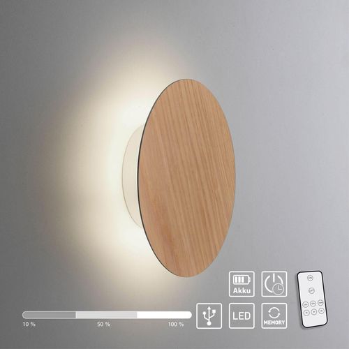 4012248375785 - Paul Neuhaus LED Wandleuchte AKKU PUNTUA Akkubetrieb Klettverschluss Holz-natur