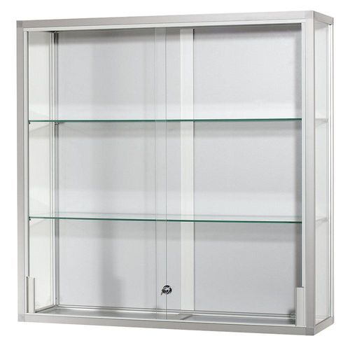 4260222860134 - Wandvitrine Höhe 1000 mm 2 Schiebetüren BxT 1000 x 300 mm silber eloxiert