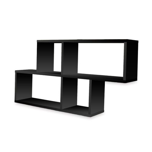 4260360016264 - Coemo Wandregal Ernie 100 x 20 x 53 cm aus Holz MDF 4 Fächer vertikal versetzt Schwarz