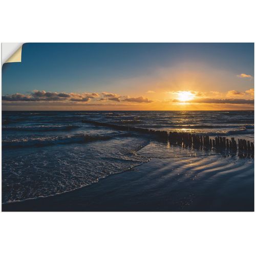 4062144613108 - Wandbild ARTLAND Ostseeküste auf der Insel Moen Dänemark Bilder Gr B H 90 cm x 60 cm Wandaufkleber - Vinyl Bilder vom Sonnenuntergang & -aufgang Querformat 1 St blau Kunstdrucke als Alubild Leinwandbild Wandaufkleber oder Poster in versch Größen