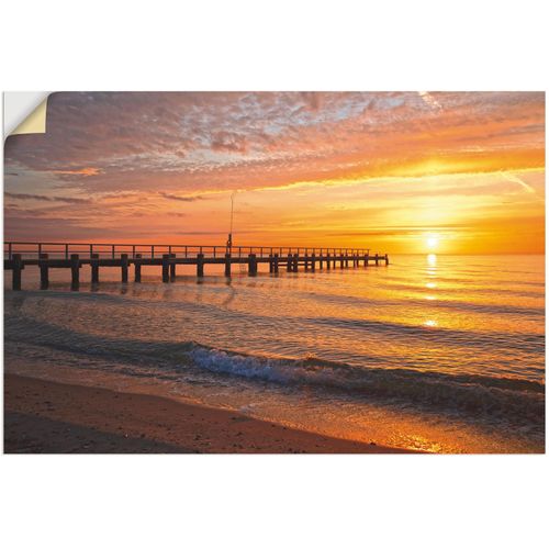 4062144643075 - Wandbild ARTLAND Urlaubsfeeling am Ostseestrand Bilder Gr B H 90 cm x 60 cm Wandaufkleber - Vinyl Bilder vom Sonnenuntergang & -aufgang Querformat 1 St orange Kunstdrucke als Alubild Leinwandbild Wandaufkleber oder Poster in versch Größen