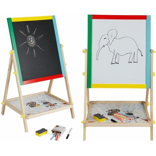 4251699822602 - Buri - Spieltafel doppelseitig Kreidetafel & Whiteboard 40x65x33cm Kindertafel