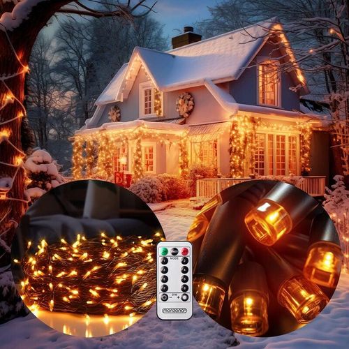 4251776920641 - Monzana - Lichterkette Außen 200x 400x 600x led mit Fernbedienung Timer 8 Leuchtmodi Dimmbar IP44 Innen Weihnachtsbeleuchtung Warmweiß Kaltweiß Bunt