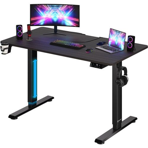 4251779110735 - Höhenverstellbarer Schreibtisch mit Tischplatte Elektrisch lcd- Display 73-118cm Stahlgestell Büro Gaming Computertisch 110cm Braun - Casaria