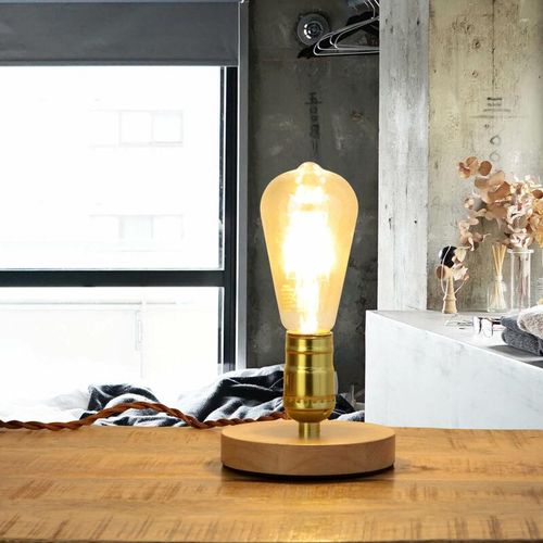 4251756328559 - Licht-erlebnisse - Tischlampe klein Industrial Design Ø12cm rund - Gold