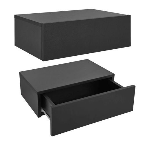 4260565526551 - Wandregal Nachttisch hängend 2er Set Holz 46x30x15 cm bth - 1 Schublade & Ablage pro Nachtkommode - Wandmontage - Nachtschrank Schwarz - Juskys 4260565526551 - Wandregal Nachttisch hängend 2er Set Holz 46x30x15 cm bth - 1 Schublade & Ablage pro Nachtkommode - Wandmontage - Nachtschrank Schwarz - Juskys