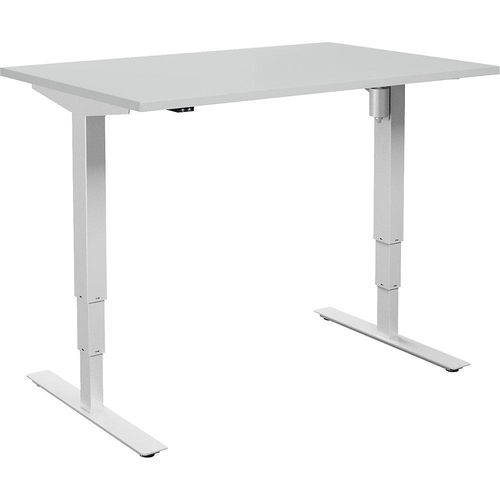 4061753258656 - Schreibtisch Atlanta elektrisch höhenverstellbar gerade BxT 1400 x 800 mm lichtgrau weiß