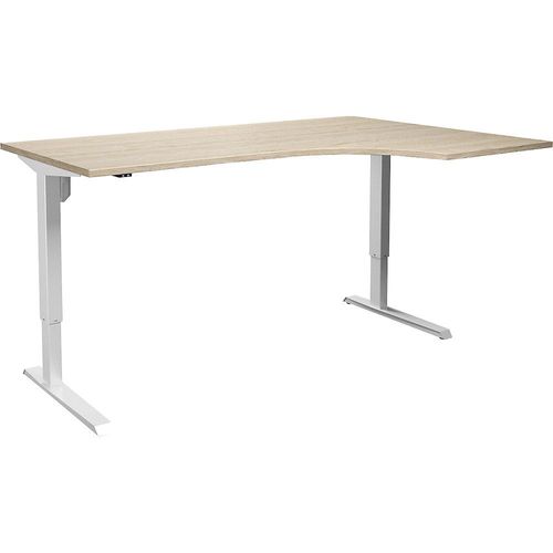 4061753260086 - eurokraft basic Schreibtisch Venla elektrisch höhenverstellbar Ecke BxT 1800 x 1200 mm Eiche weiß rechts