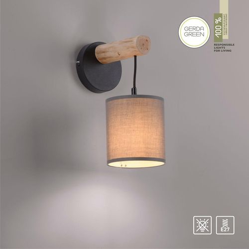 4043689995157 - JUST LIGHT Wandleuchte GREEN TRIBU 1x E27 1000Watt max Eukalyptusholz Taupe