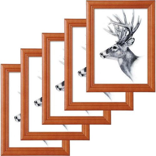 4250367279977 - 5er Set 20x30cm Bilderrahmen Artos Stil Holz Rahmen Fotogalerie Glasscheibe braun - braun - Woltu