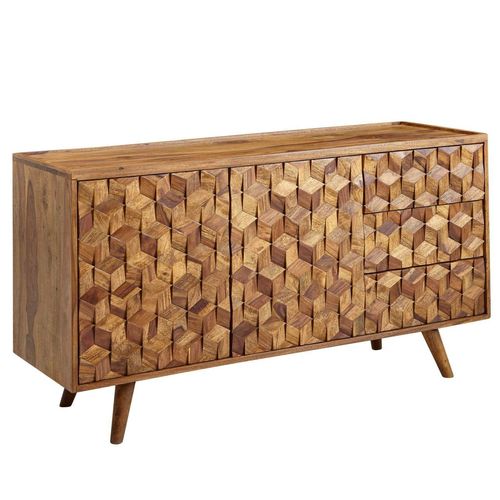 4251757703829 - WOHNLING Sideboard 138x76x45 cm Holz Massiv Kommode Anrichte Modern Standschrank