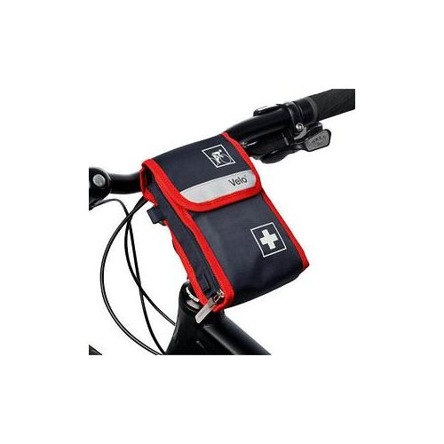 4005058611808 - Holthaus Medical Velo® Fahrradverbandtasche Kompakte Erste Hilfe Tasche ideal geeignet zu Anbringung am Fahrrad 21-teiliges Set Maße 115 x 17 x 4 cm Farbe Blau-Rot