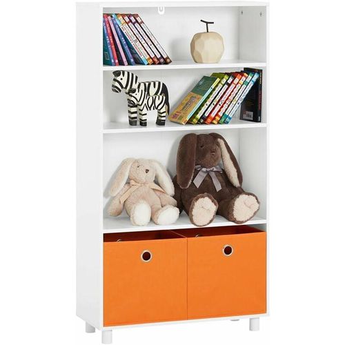 4251388625521 - SoBuy KMB68-W Bücherregal Kinder Spielzeugregal Kinderregal mit 2 Boxen Aufbewahrungsregal für Kinder Kinderzimmer Möbel weiß BHT ca 60x110x25cm