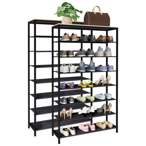 4051814436796 - Schuhregal Schuhregal Maße ca H 152 x B 90 x T 30 cm Schuhablage im Industrie Style Design Regal mit 7 Fächern - Taliro Gr 90 honig eiche B90cm H152cm T30cm Metall Holz Spanplatte Holzwerkstoff Regale