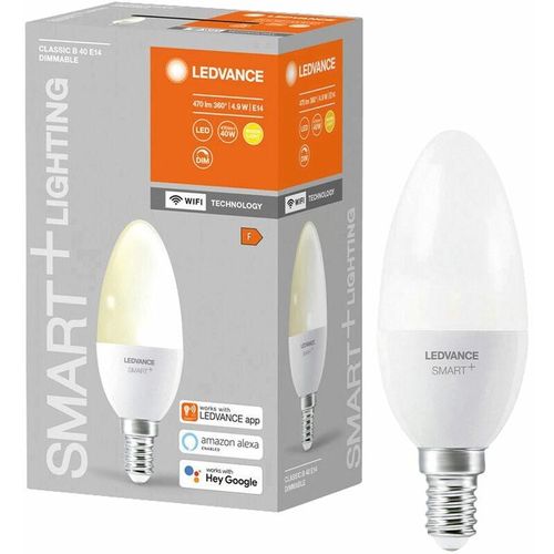 4058075485532 - Ledvance - Smarte LED-Lampe mit WiFi Technologie Sockel E14 Dimmbar Warmweiß (2700 k) ersetzt Glühlampen mit 40 w smart+ WiFi Candle Dimmable