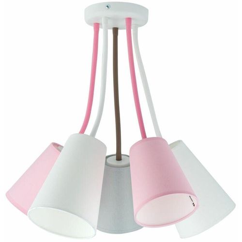 4255596631558 - Licht-erlebnisse - Deckenlampe Kinderzimmer Rosa Grau Weiß flexibel verstellbar 5-flammig E27 Deckenleuchte - Weiß Grau Rosa