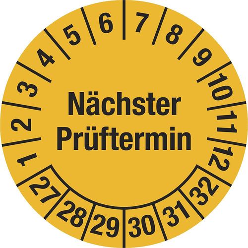 4061466113471 - Mehrjahresplakette Nächster Prüftermin Dokumentenfolie Ø 25 mm VE 10 Stk 27 - 32