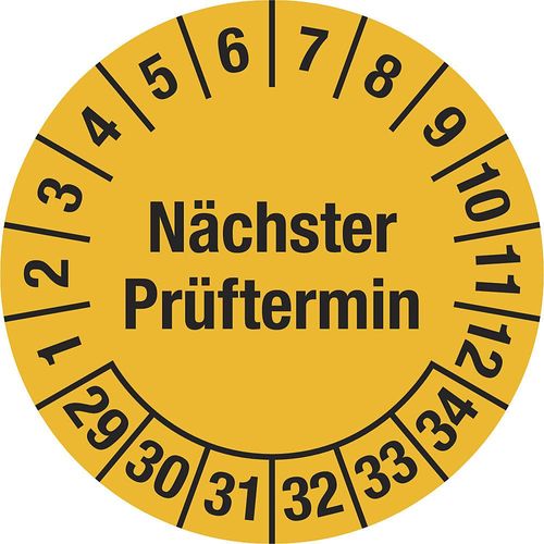 4061466113525 - Mehrjahresplakette Nächster Prüftermin Dokumentenfolie Ø 30 mm VE 10 Stk 29 - 34